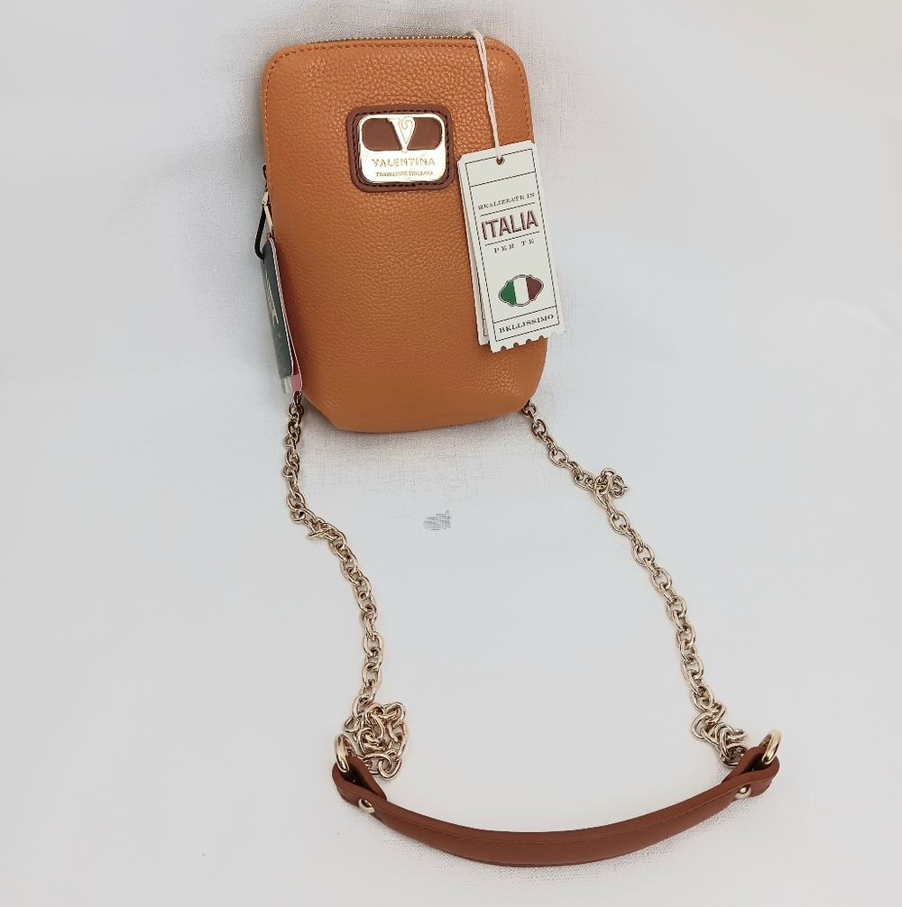 Brand New Valentina Brown Crossbody Bag with Chain Strap